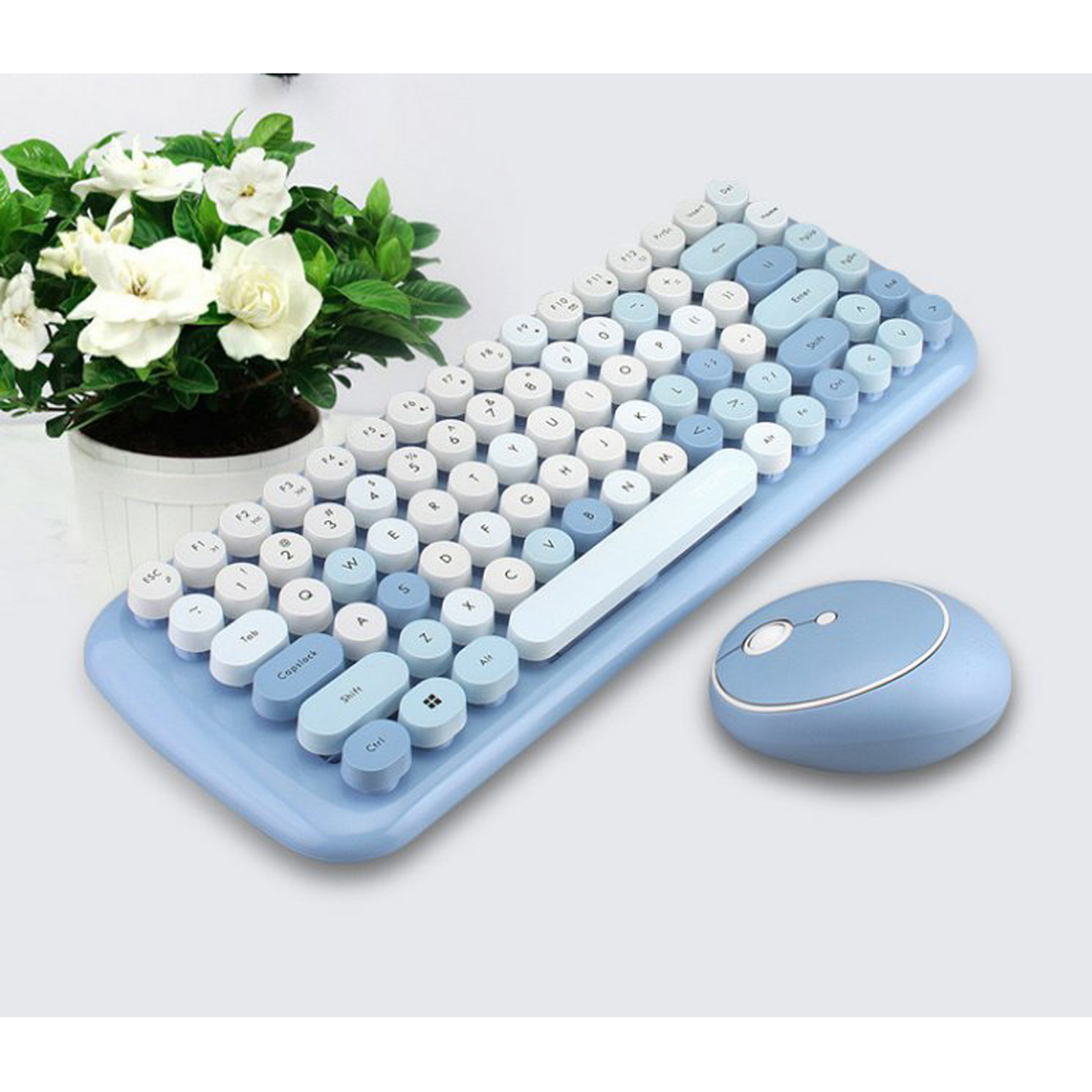 Cute Wireless Keyboard And Mouse Combo 84 Keys 1600dpi For PC Laptop Desktop
