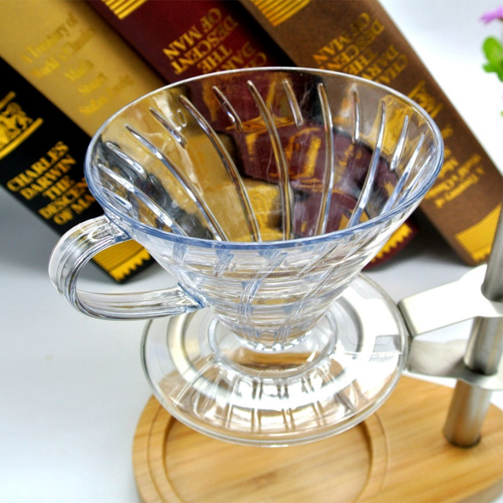 Clear Pour Over Cone Dripper  Reusable Coffee Filter Holder Cup Stand for Travel Home Shop Bar Use， Easy to Clean