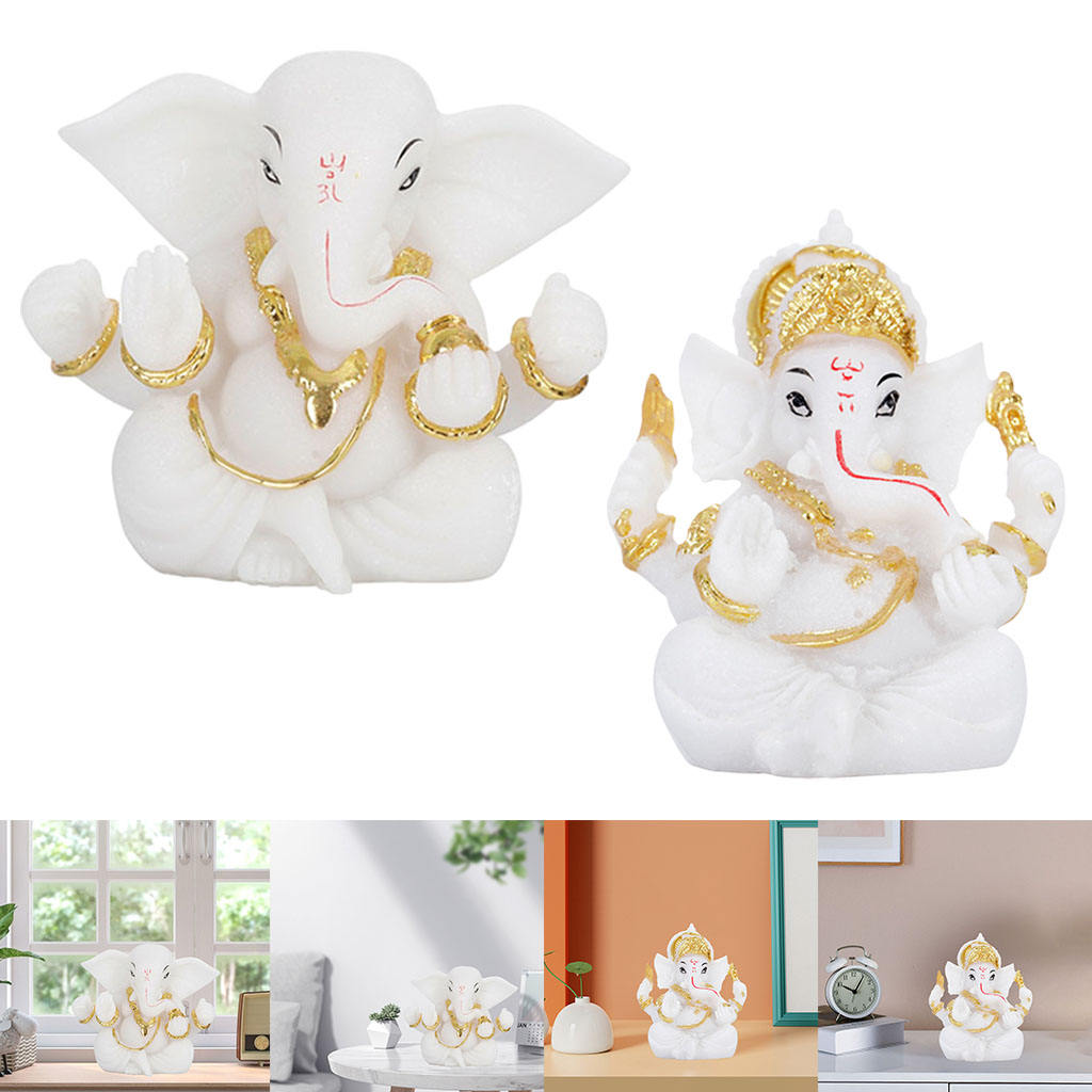 Collectible Lotus Elephant GOD Idol Ganesha Statues Statue Crafts Hindu Buddha Southeast Asian Decor for Temple Office Car Home