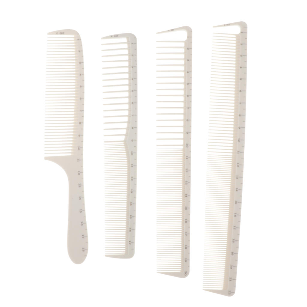 Coarse & Fine Teeth Hair Cutting Comb with Scales, Perfect for Salon, Home or Travel Use (White)
