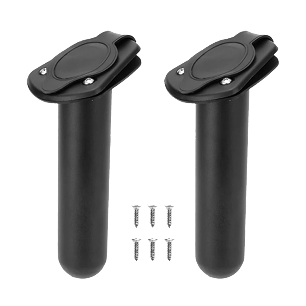 2x Kayak/Canoe Flush Mount Plastic Fishing Pole Rod Holder With Cap + Screws