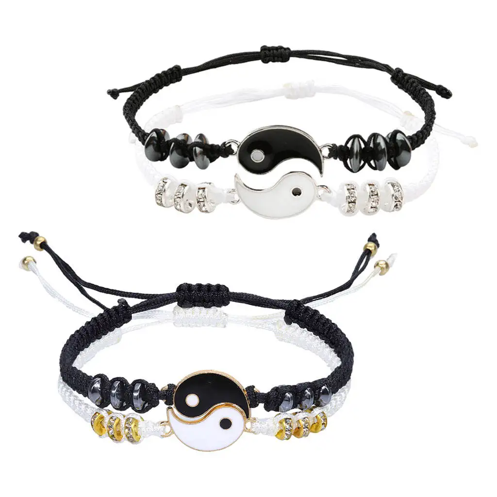 2Pcs Braided Bracelet Adjustable Chain Alloy Simple Eight Diagrams Set for Holiday Party