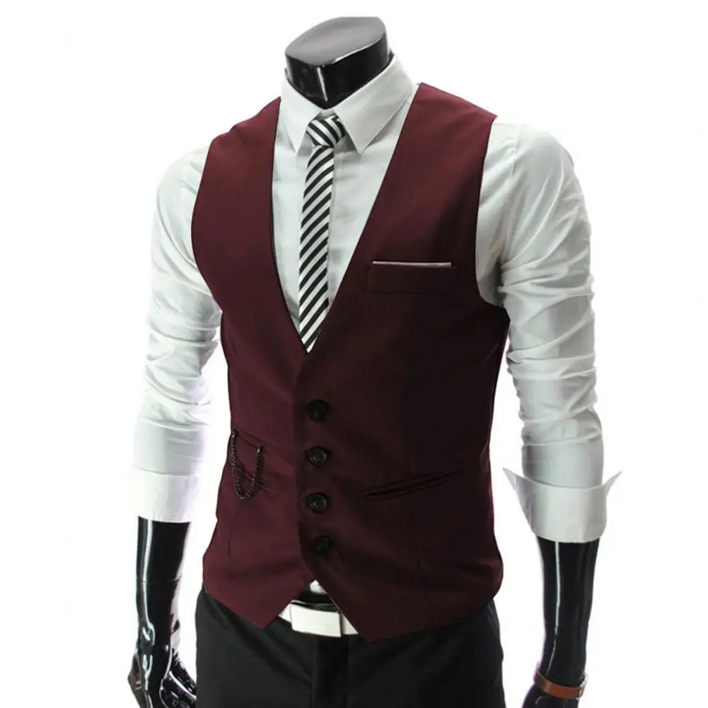 Suit Waistcoat Popular Simple V-Neck Solid Color Men Formal Business Vest for Dating  Business Vest  Suit Vest casual blazer