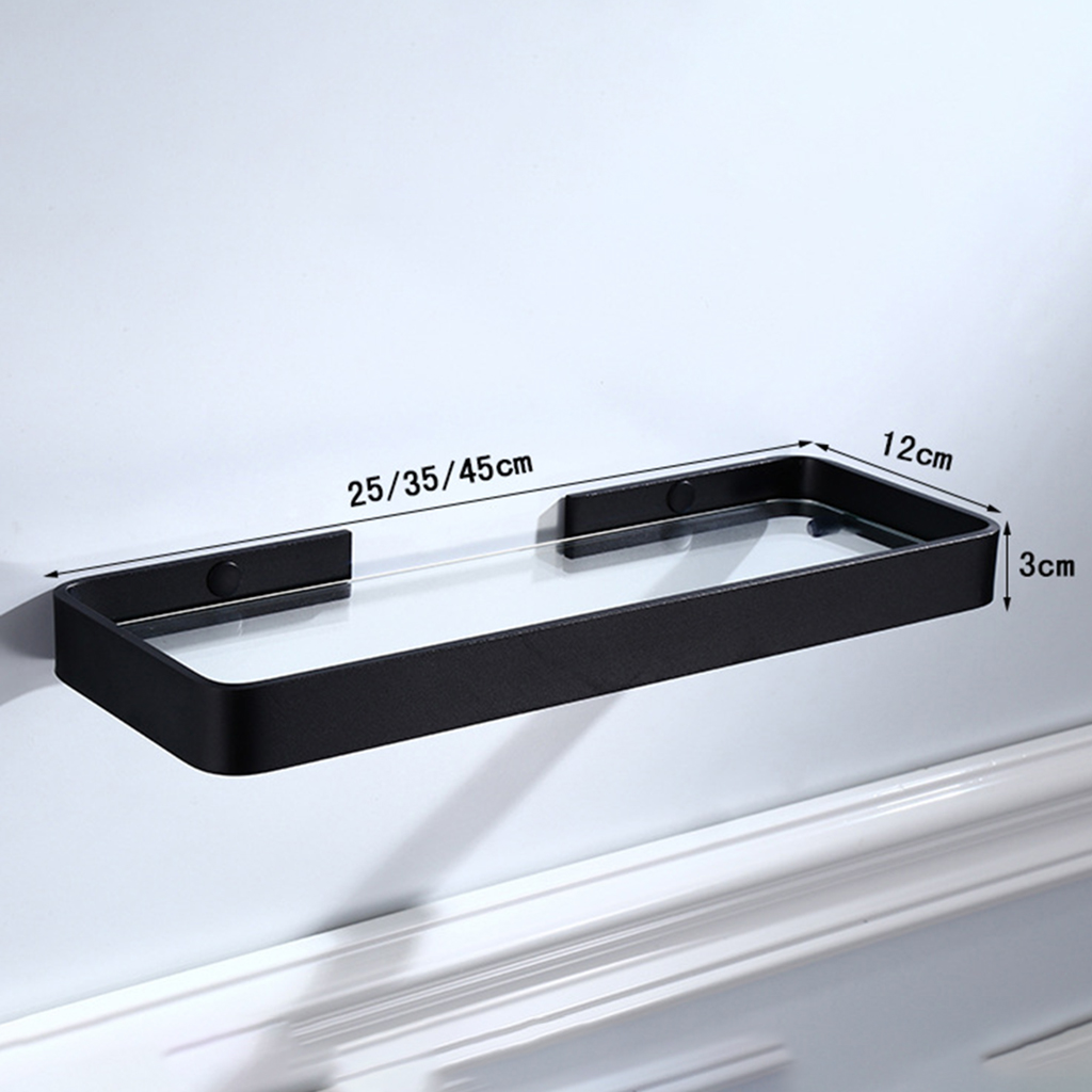 Tempered Glass Bathroom Shelves Wall Mount Storage Rack Space Aluminum New