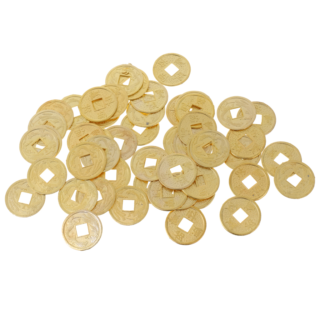 50pcs Feng Shui Coins 0.9'' Lucky Coin I Ching Money for Wealth Health