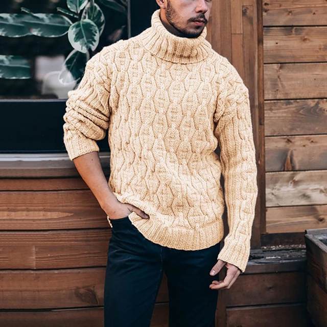 Fashion Mens Knit Turtleneck Turtle Neck Compression Shirt