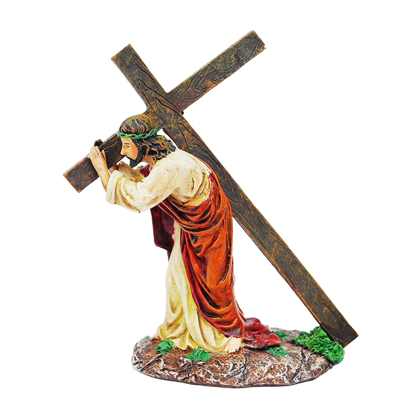 Jesus on The Way to Calvary 5 Inch Tall Jesus Figure Made of Resin and Hand Painted Jesus Statue Figurine for Car Decor