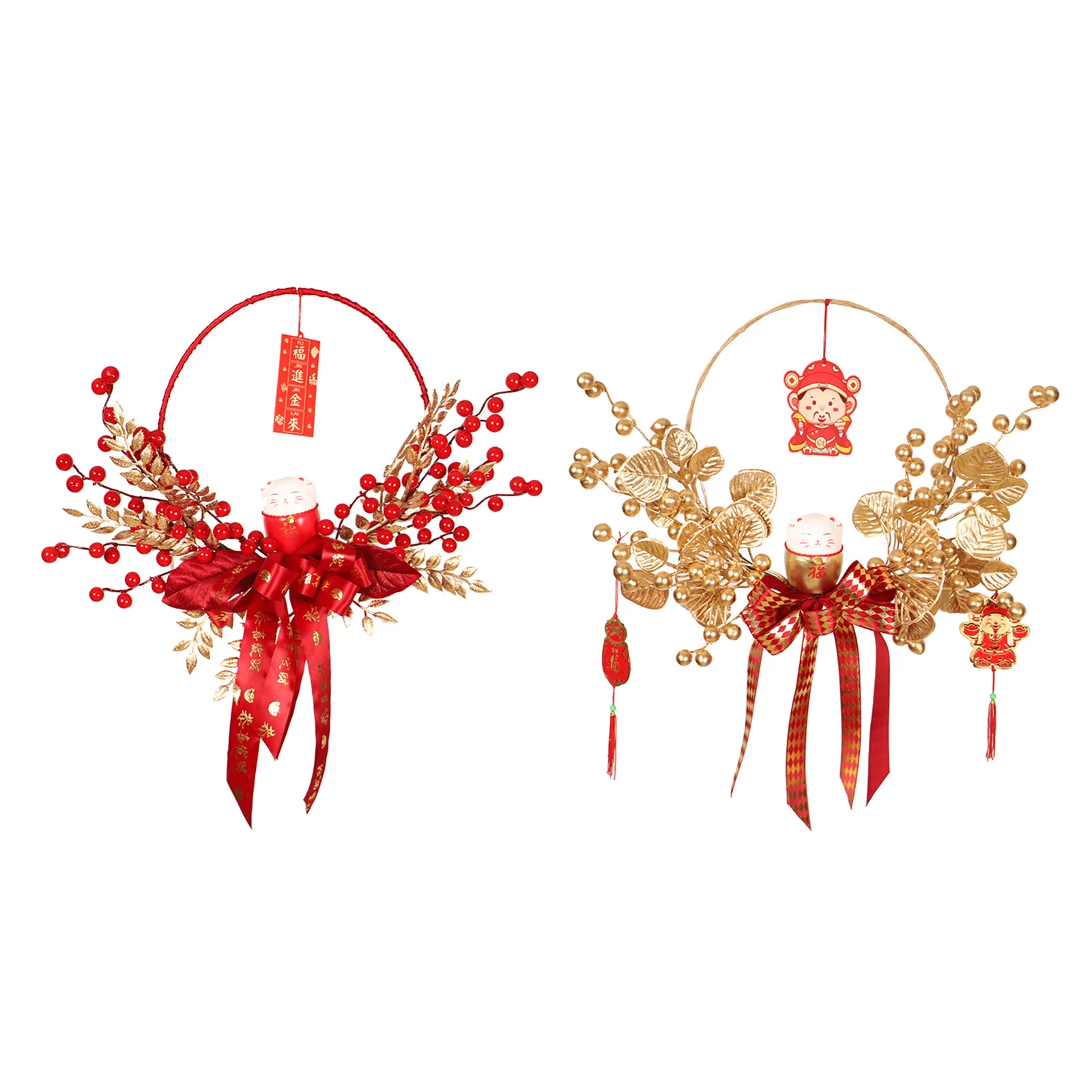 Chinese New Year Decoration Ornamental Berries Wheat Wreath for Celebration Holiday