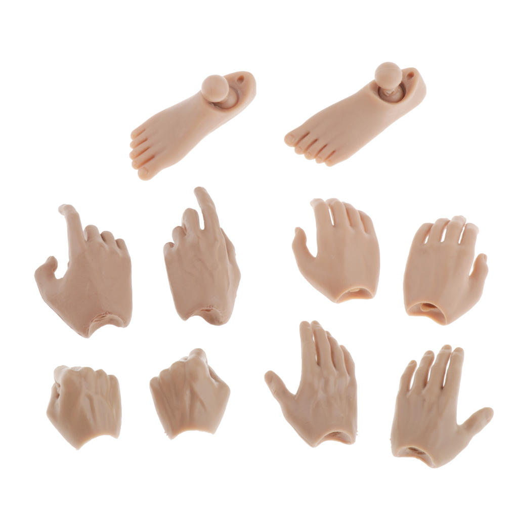 5 Pairs of Male Action Figures in 1/6 Scale Hand Foot Models Interchangeable