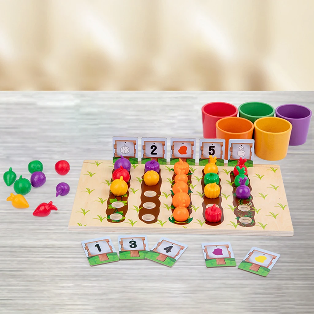 Montessori Toy Wooden Sorter Game Classification Cup Montessori Toddler Education Classification Toys