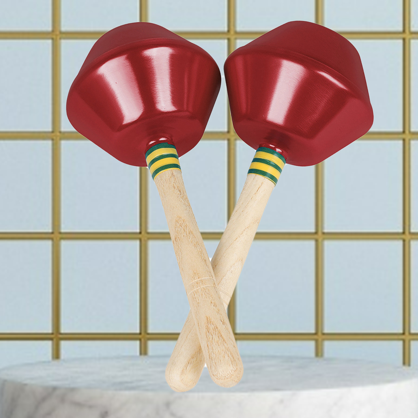 2 Pieces Educational Sand Hammer Wooden Handle Percussion Musical Instrument Toy for Performance