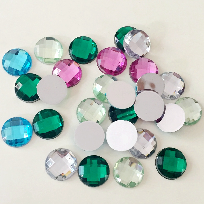 100 Stück 10 mm Acryl-Strasssteine, runde Perlen mit flacher Rückseite, Kristallsteine, DIY-Kostüm-Schmuckzubehör – HE57 – Detail 1