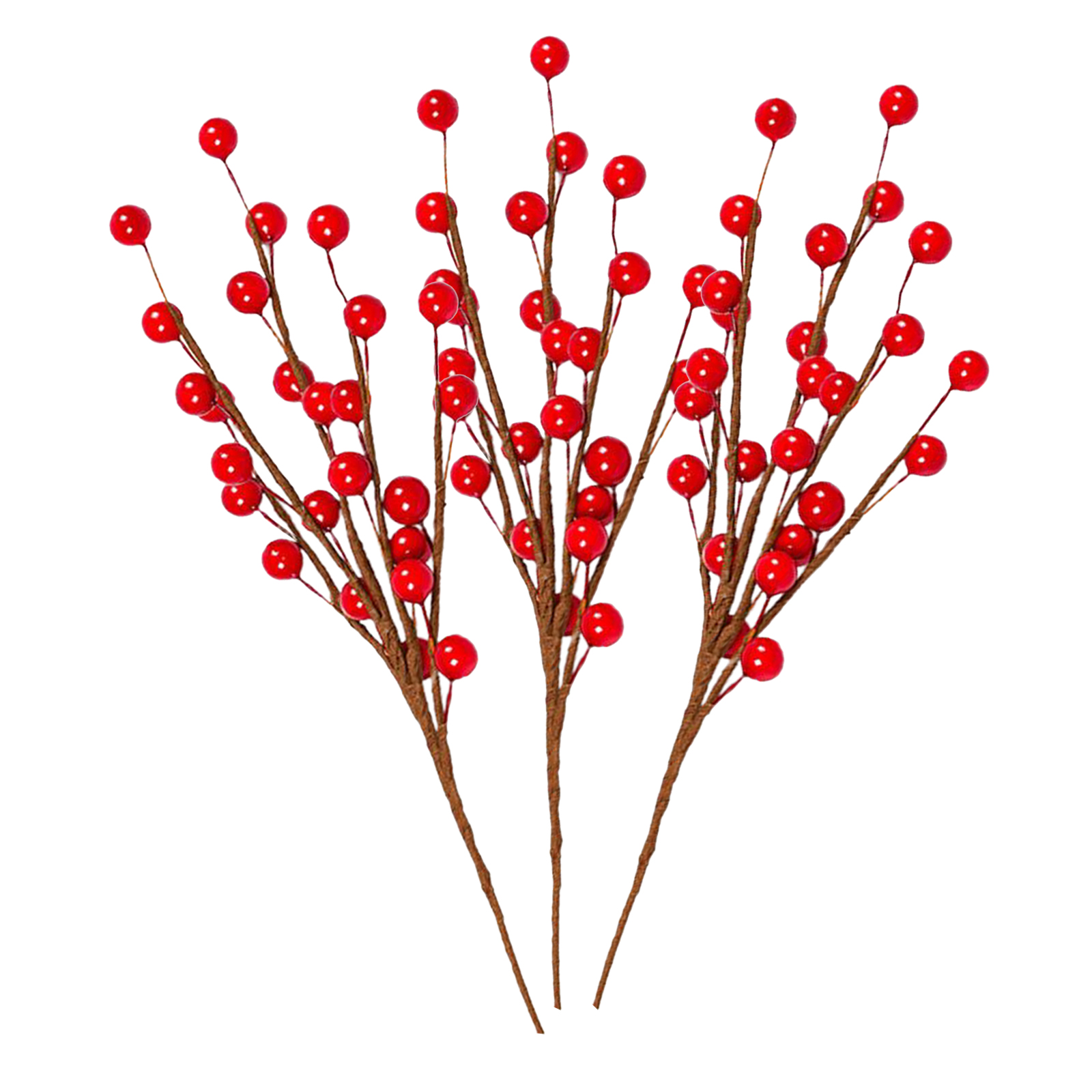 3pcs Artificial Pine Picks, Christmas Red Berries Pine Cones Stems, Mini Stimulation Red Berries Branches