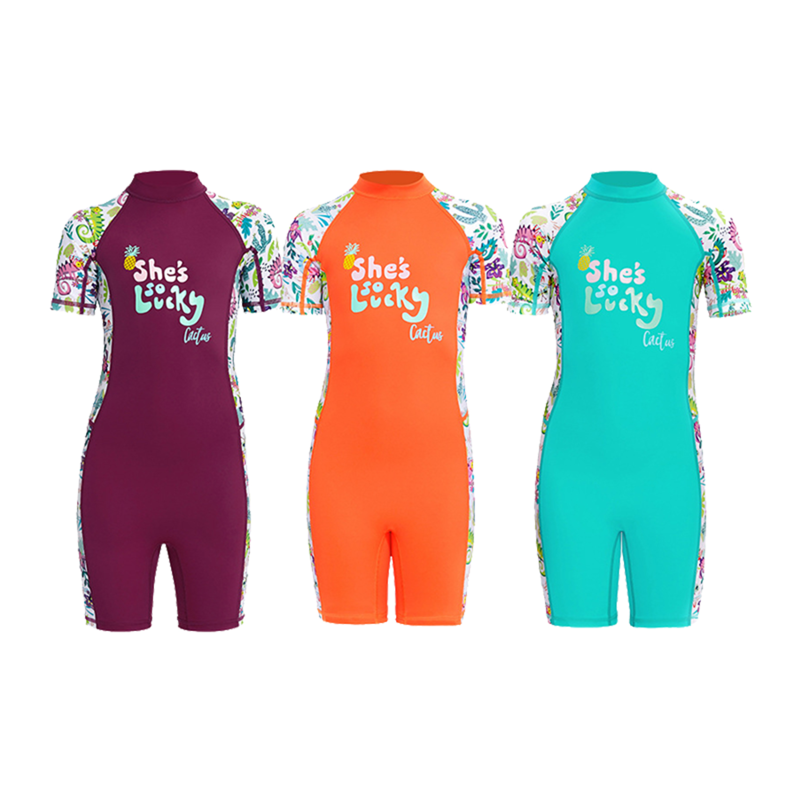 Neoprene UPF 50+ Kids One-Piece Swimsuit Diving Swimwear Girl Solid Beachwear Short Wet Suit