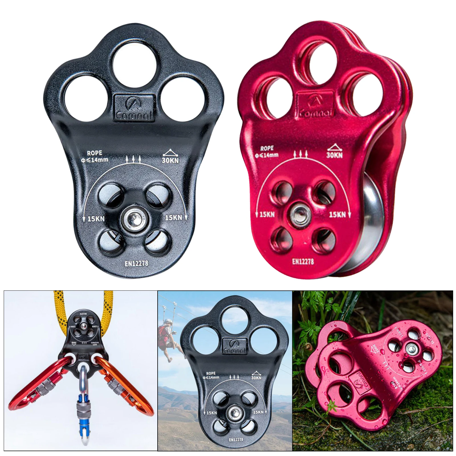 Rock Climbing Pulley Fixed Sideplate Single Sheave Pulley Outdoor Survival High Altitud  Hauling Pulley Gear