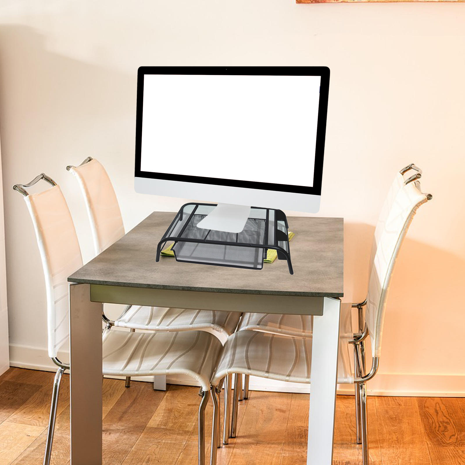 Monitor Stand Riser with Drawer Metal Network Sturdy Lightweight Office Supplies Storage Drawer for Home Notebook Computer iMac