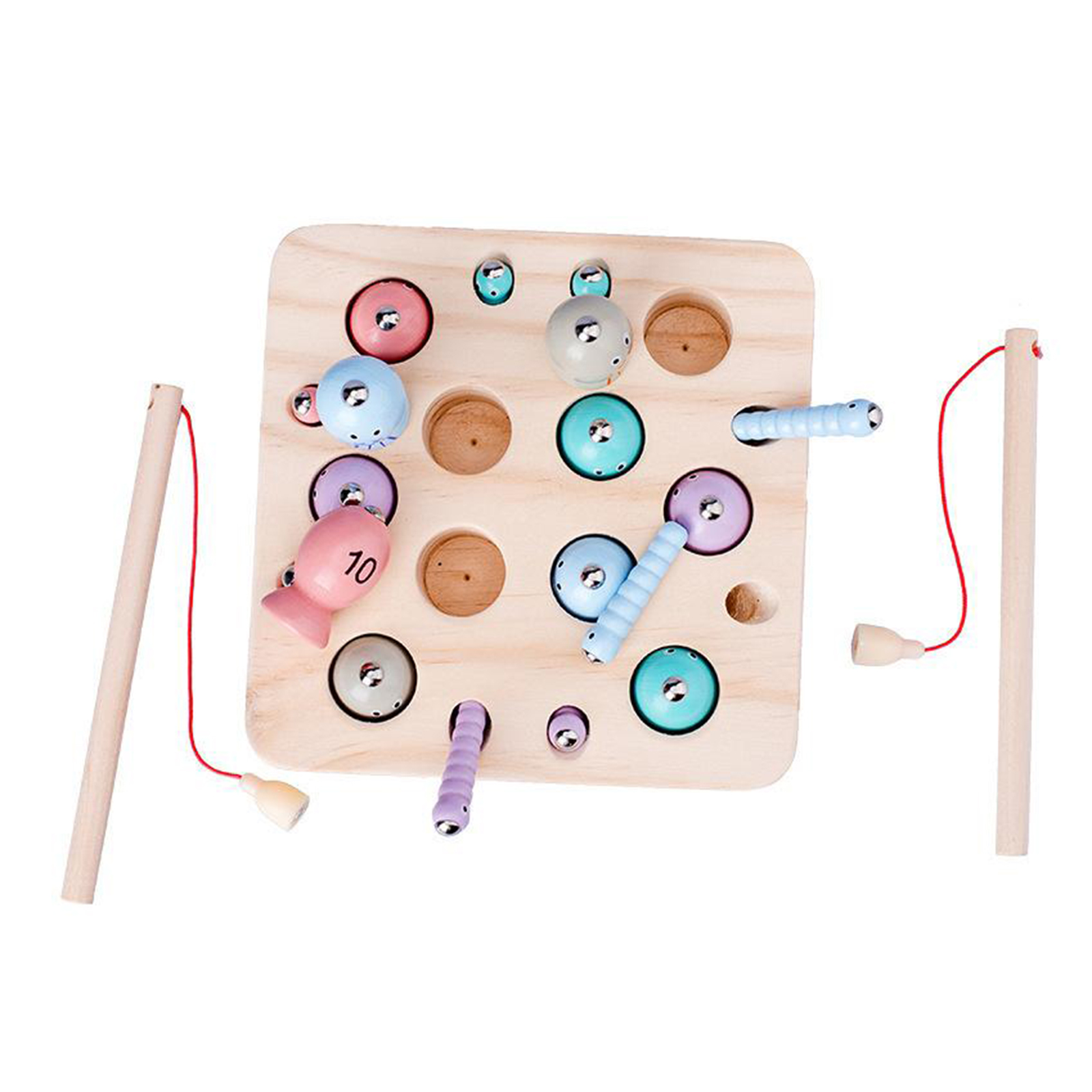 Baby Wooden Montessori Toys Magnetic Games Fishing Toys Catch Worm Educational Toys For Children Gifts Boys Girls
