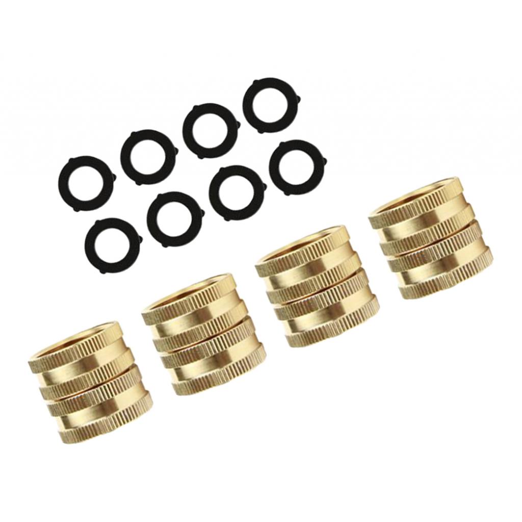 4pcs 3/4'' Brass Garden Hose Connector Adapter Double Female End Connector Fitting w/ 8 Washer