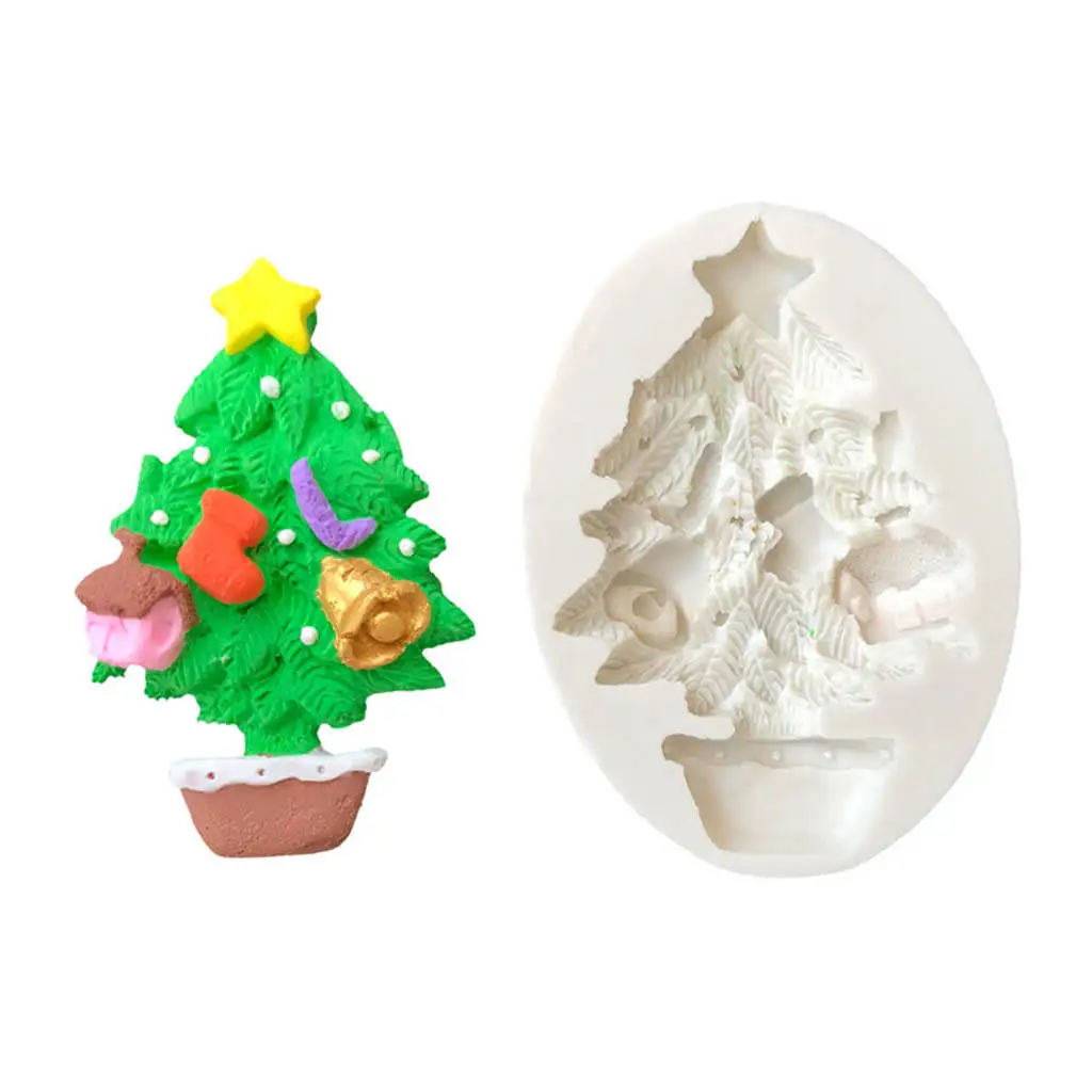 Silicone DIY Christmas Tree Ornament Fondant Cake Mold Sugarcraft Cupcake Mould Kitchen Cake Modeling Baking Tool