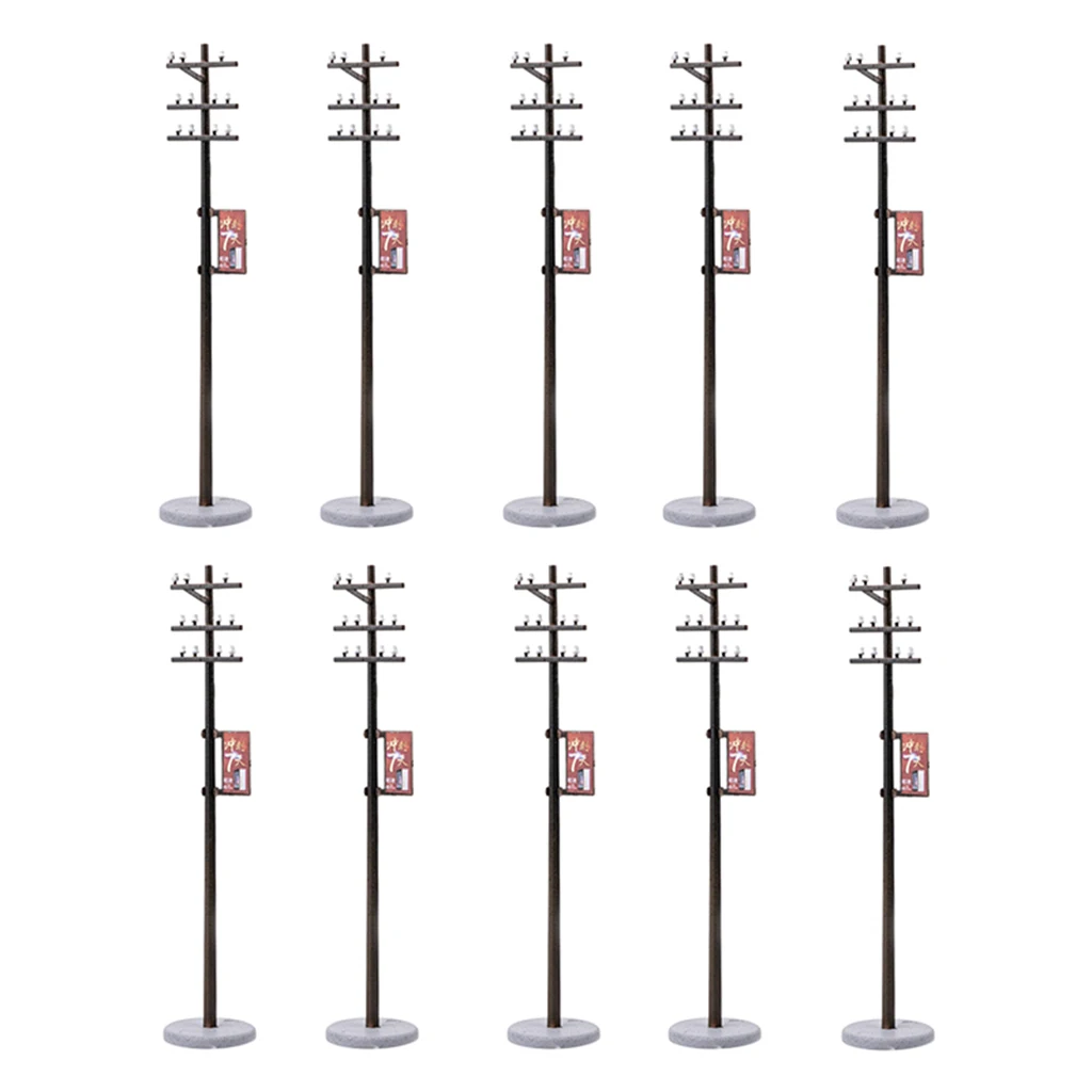 10x Standard 1:87 Electric Line Pole for Train Street LANDSCAPE LAYOUT HO