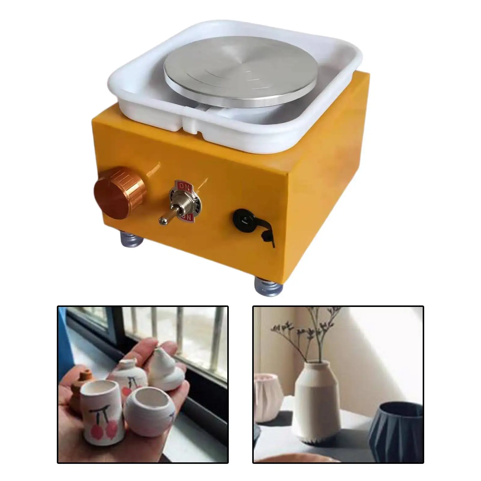 Mini Electric Pottery Wheel Clay Forming Turntable Tray Tool Art Craft Ceramic Trimming Wheel DIY Machine for Beginner Home Use