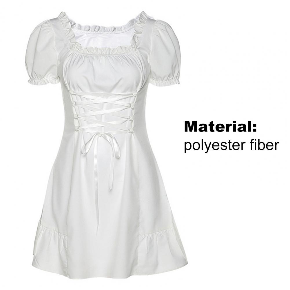 Vestido de Festa Vestidos de Festa Moda Sexy Verão Mini Vestido Puff Mangas Respirável Poliéster Branco Feminino Diário Wear Tamanho Grande 8 High Quality Moda Feminina