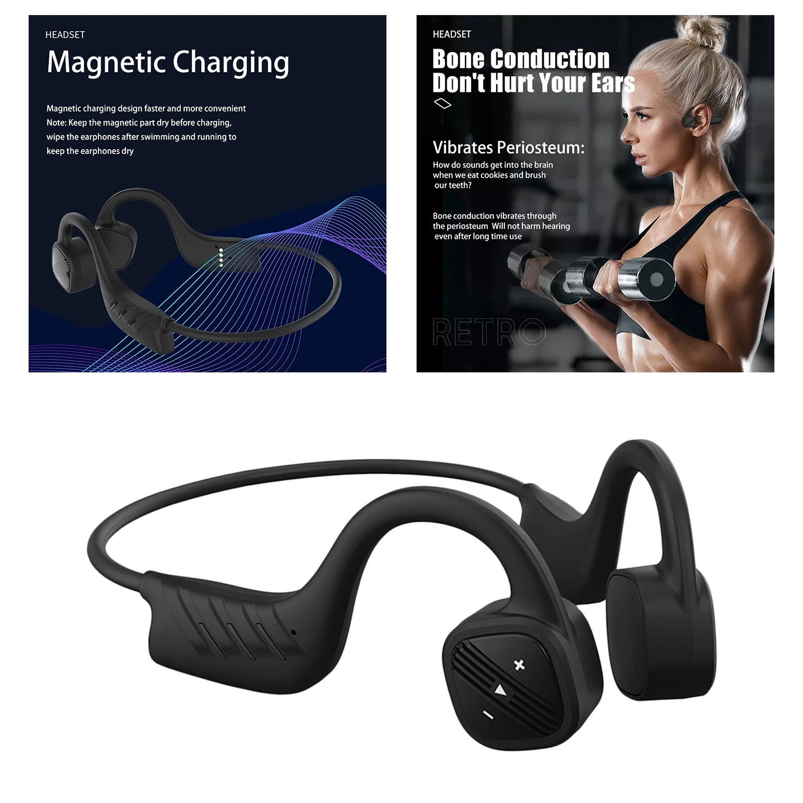 Bone Conduction Headset Wireless Bluetooth Open Ear Swim Sports Headphones