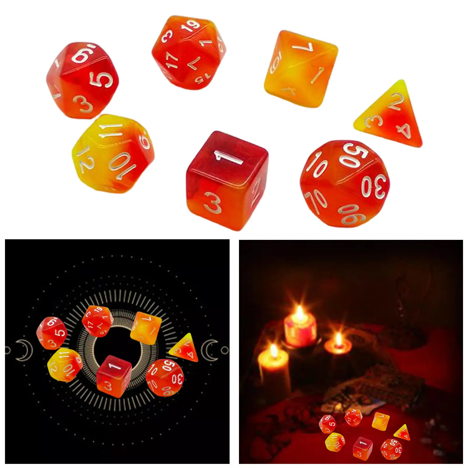 7 Pieces Acrylic Multi Sides Dice Role Playing Game Polyhedral Dice for DND RPG MTG Lovers Dice Toy Gift Bar Toys War Game