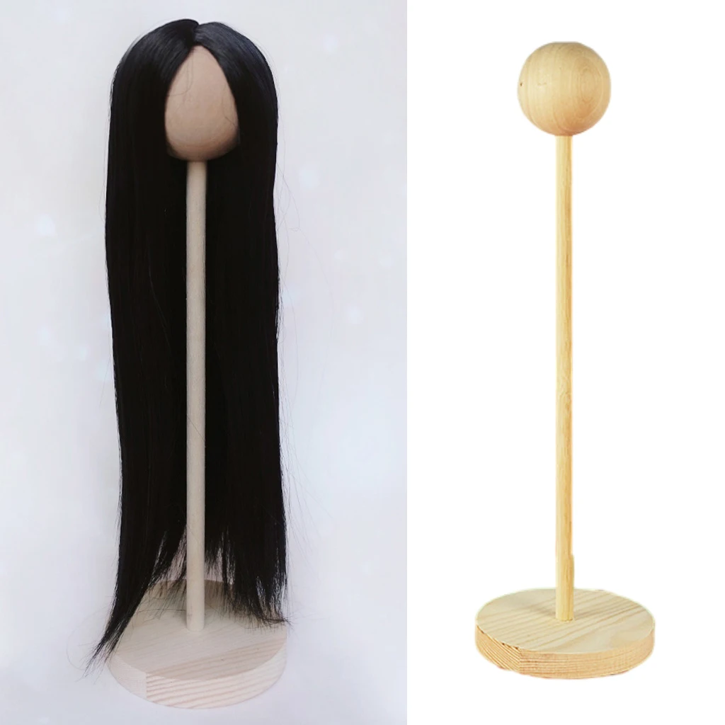Retro Wig Stand Save Space for Doll Hairs Display Stand Wood Organizer Hanger Hat Holder Hanger Wig Display Stand Wig Hair Stand