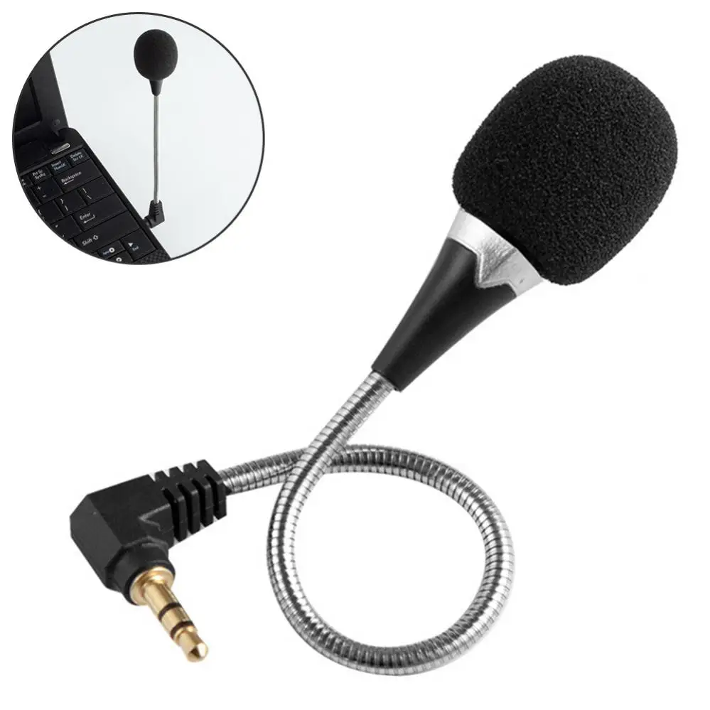 Mini Flexible 3.5mm Metal Interface Microphone Mic Bent Head Reduce Noise Record Microphone for PC Laptop Notebook Sound Card