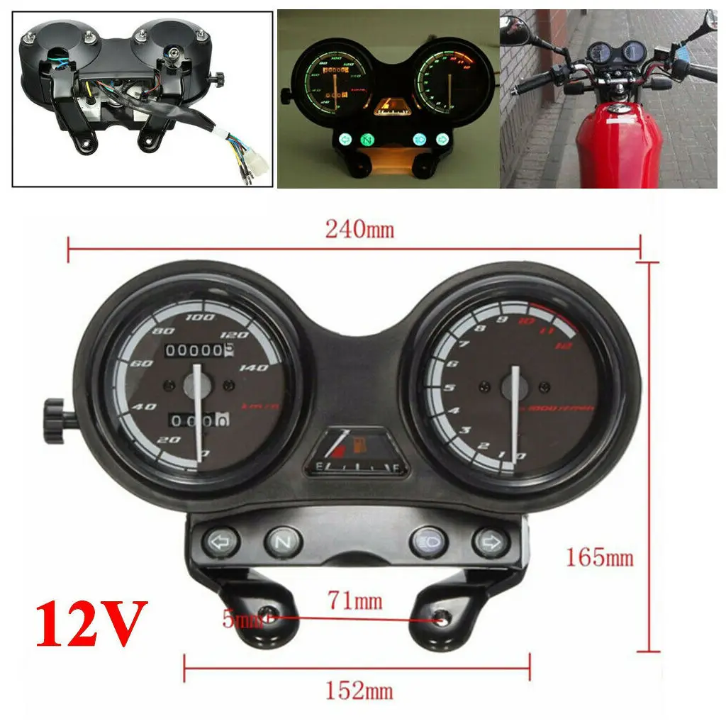 Motorcycle DC 12V Odometer Speedometer Instruments Km/h For Yamaha YBR125