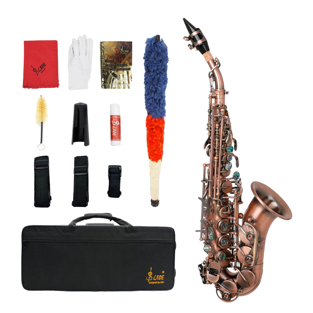 LADE Curved Soprano Saxophone Brass B Flat Treble Small Elbow  Key