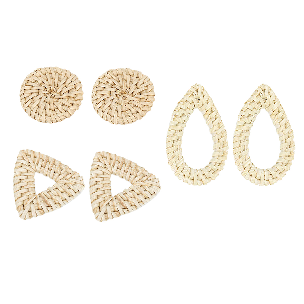 3 Assorted Shapes Rattan Earring DIY Women Rattan Ear Stud Long Earrings Casual Jewelry