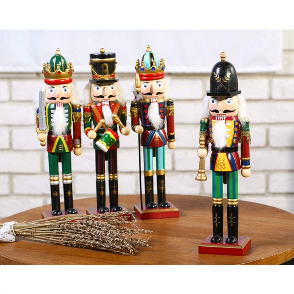 Red 30cm wooden nutcracker soldier figure puppet doll home decor toy