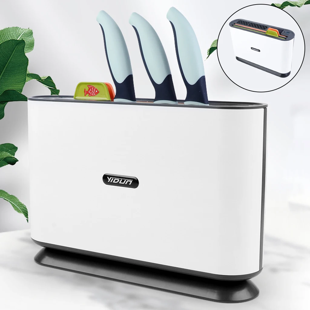 Intelligent Kitchen Knife Holder Rack with Ultraviolet Automatic Disinfection Tableware Disinfecting Utensil Organizer