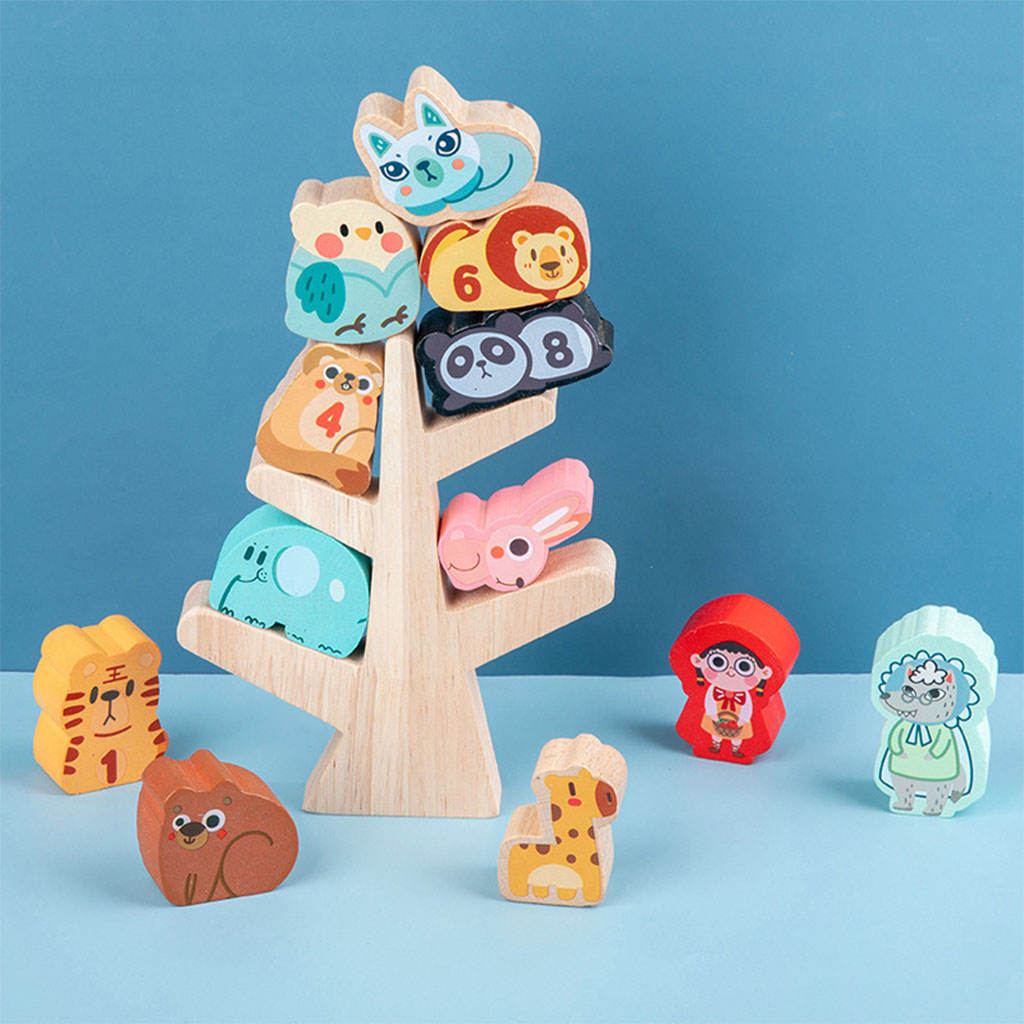 Animal Balance Stacker Game Shape Building Block Preschool Sensory Toy Game