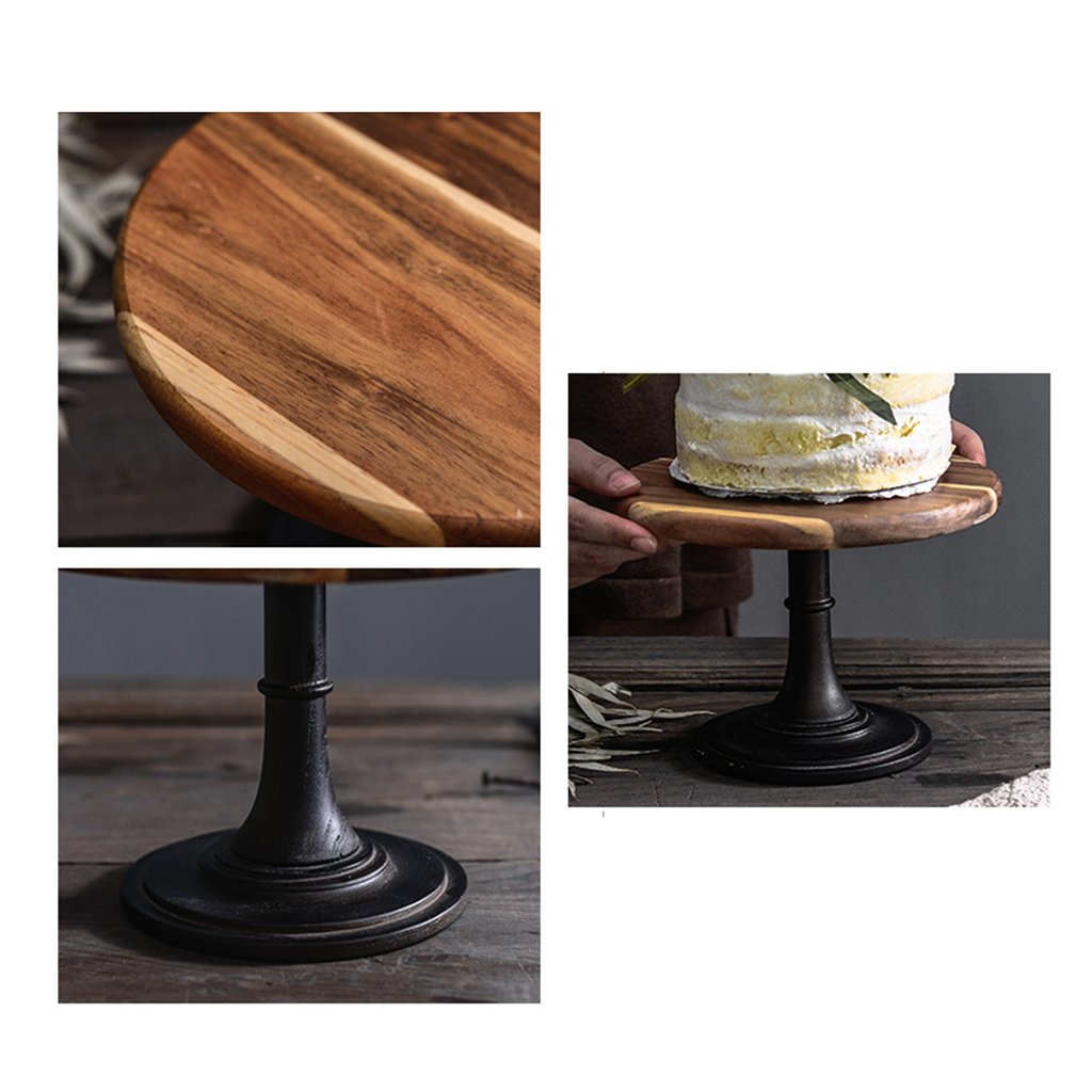 Wood Cake Stand Pedestal Dessert Round Holder Wedding Party Birthday Small Cupcake Tall Table Bases Plates Display