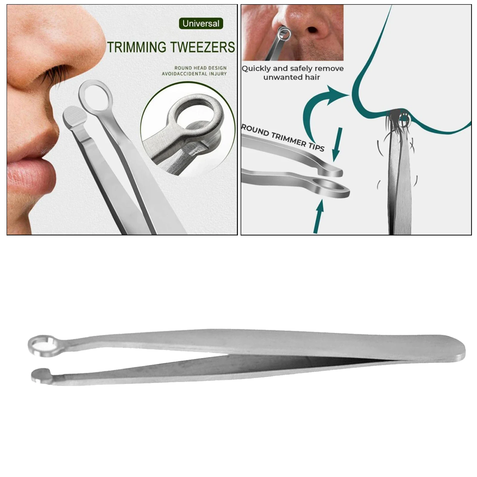 Stainless Steel Nose Hair Trimming Tweezers Safe Trimmer Round Tip Design Beard Mustache Trimming Ears Nose Hair Scissors