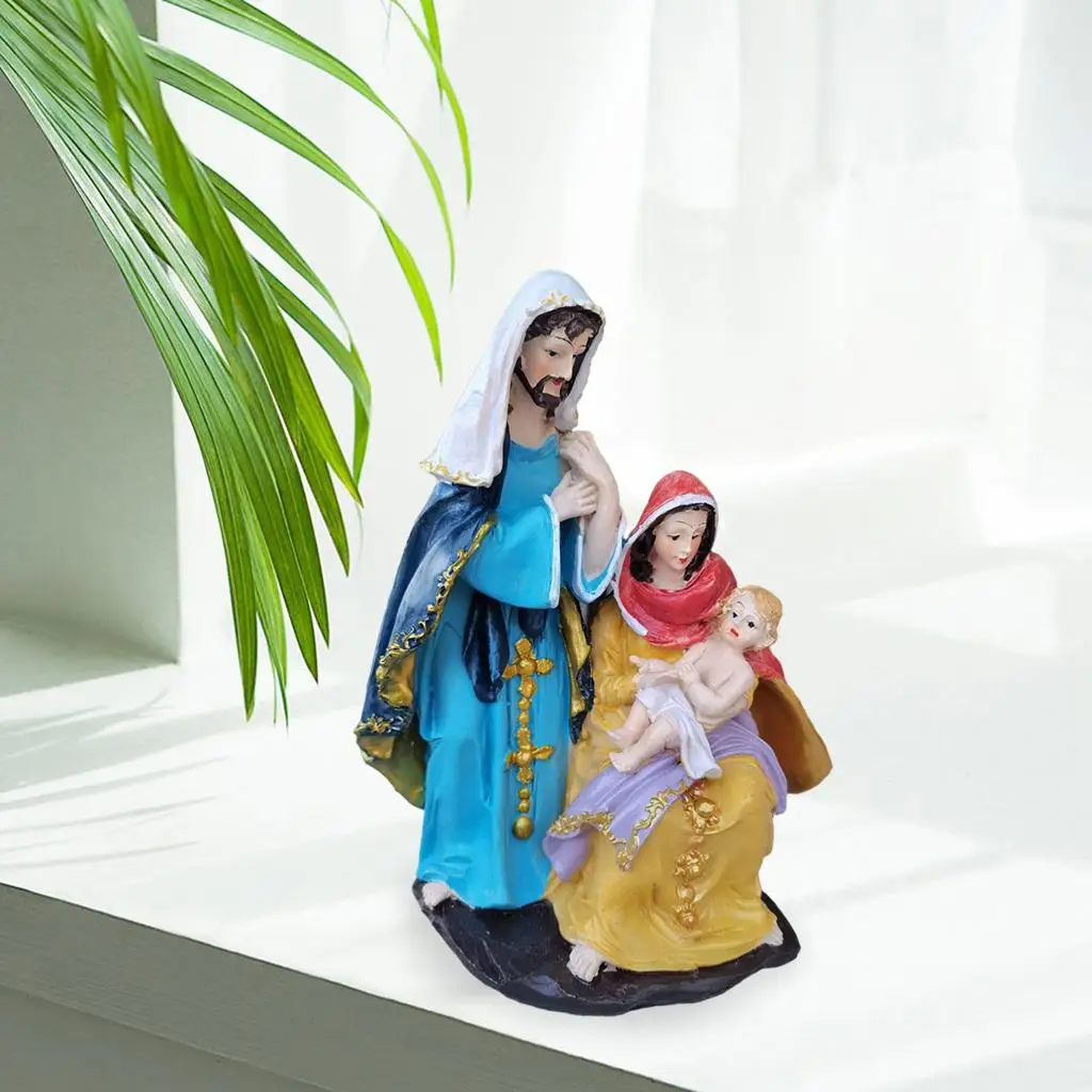 Mini Nativity Mary Joseph Jesus Figure Decor Birth of Jesus Statue Room Home Office Church Ornament Gift Decoration