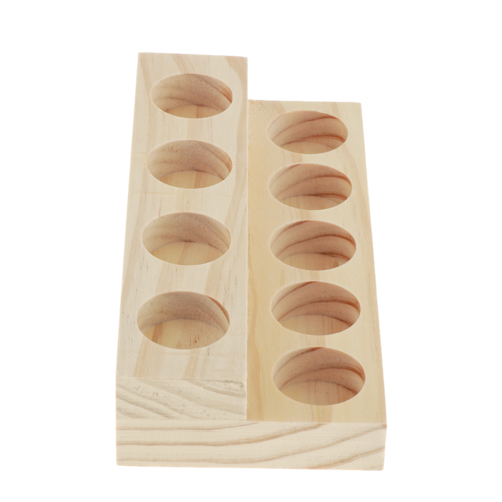 2 Tiers 9 Slots  Wooden Essential Oils Storage Organizer Display Stands Rack