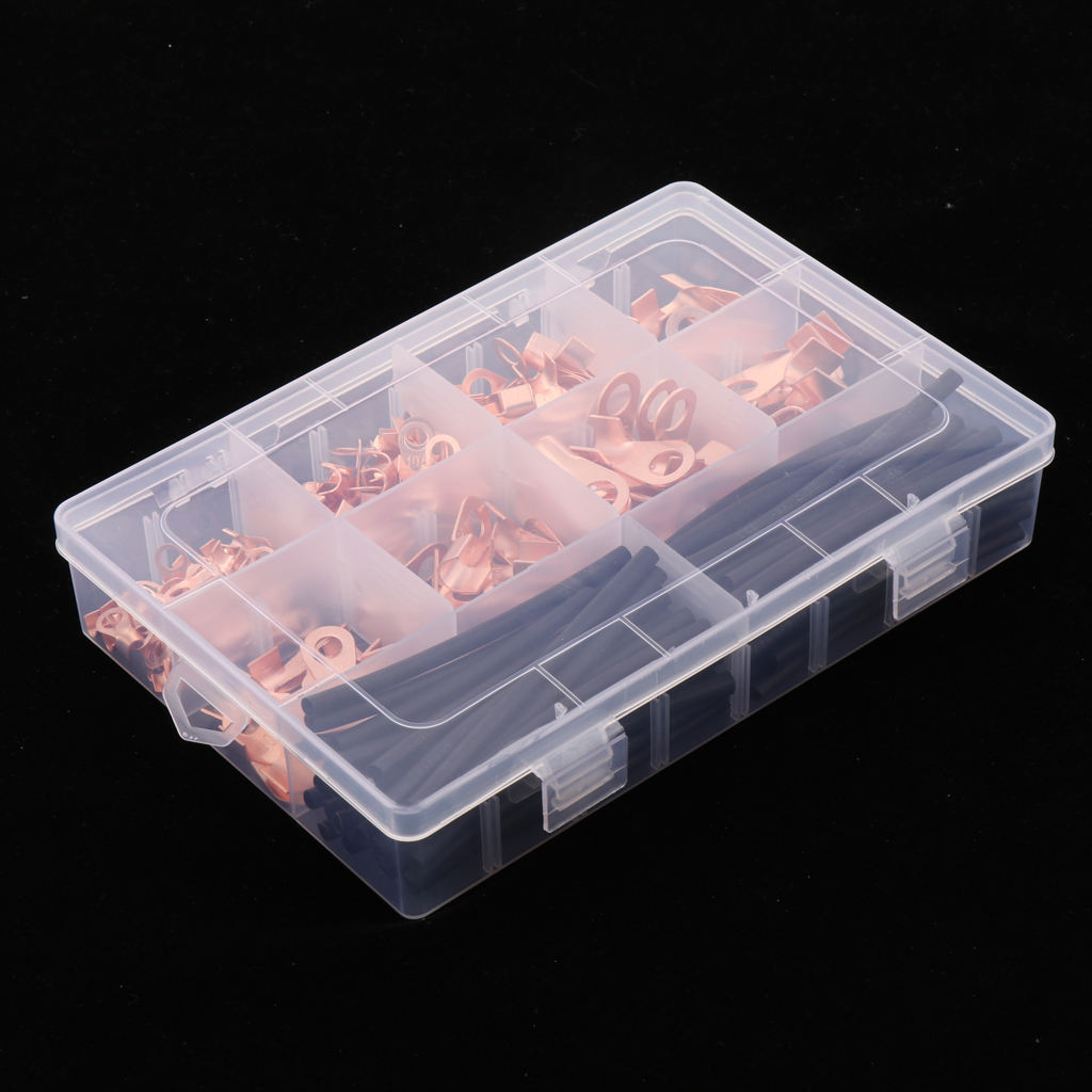 Durable Open Barrel Copper  Lug Terminal Assortment Kit, Corrosion Resistance Wire Crimp Tool, Pack of 245