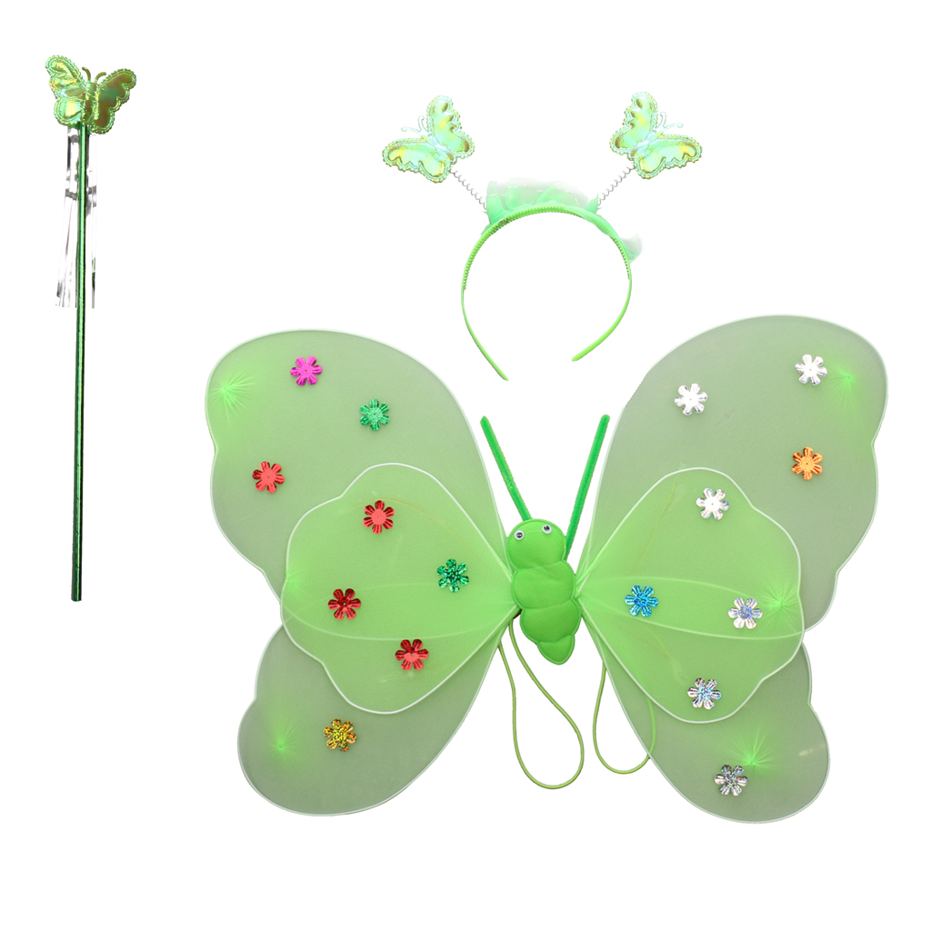 3 X Kid Fairy Butterfly Wand Headband Tutu Skirt Fancy Dress