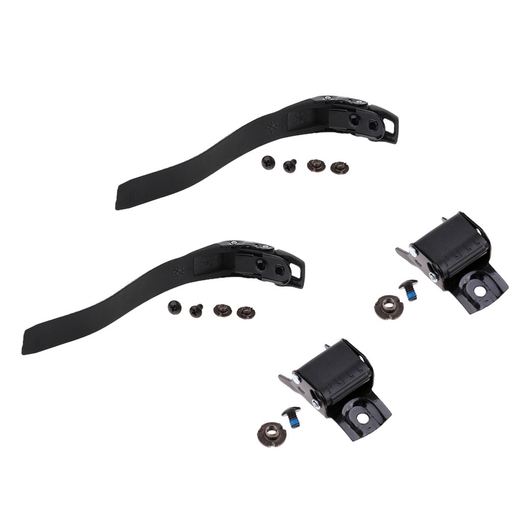2 Set of Replacement Sturdy Inline Roller Skating Skate Shoes Energy Strap with Screws Nuts + Buckle Black