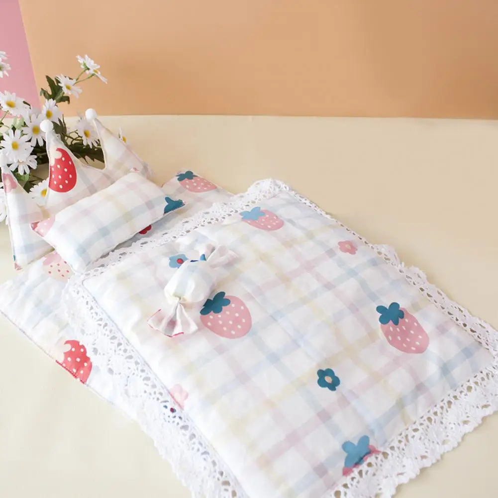 Dolls Accessories Pillow And Blanket Set Dolls Bedding Set For Doll Bed 