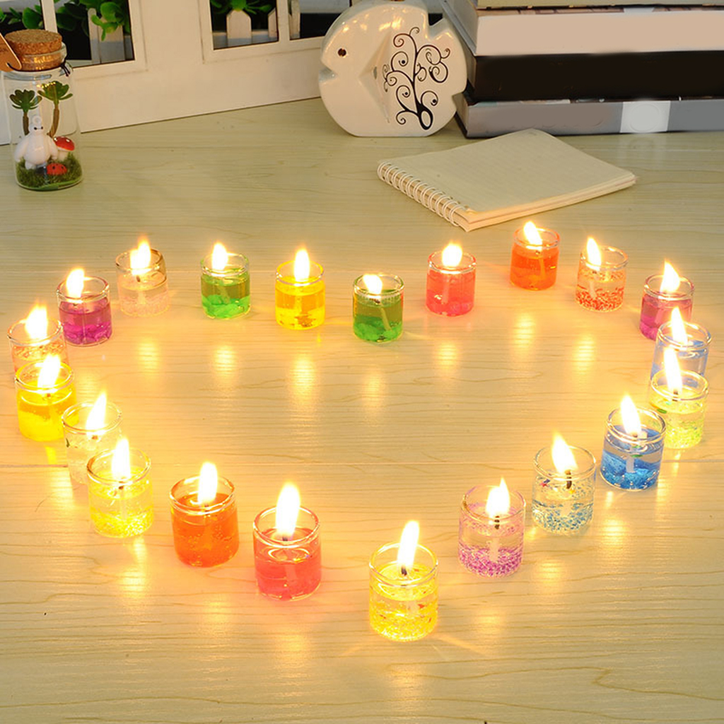 24x Jelly Candles Smokeless Romantic Wax Candles for Home Living Room Decor