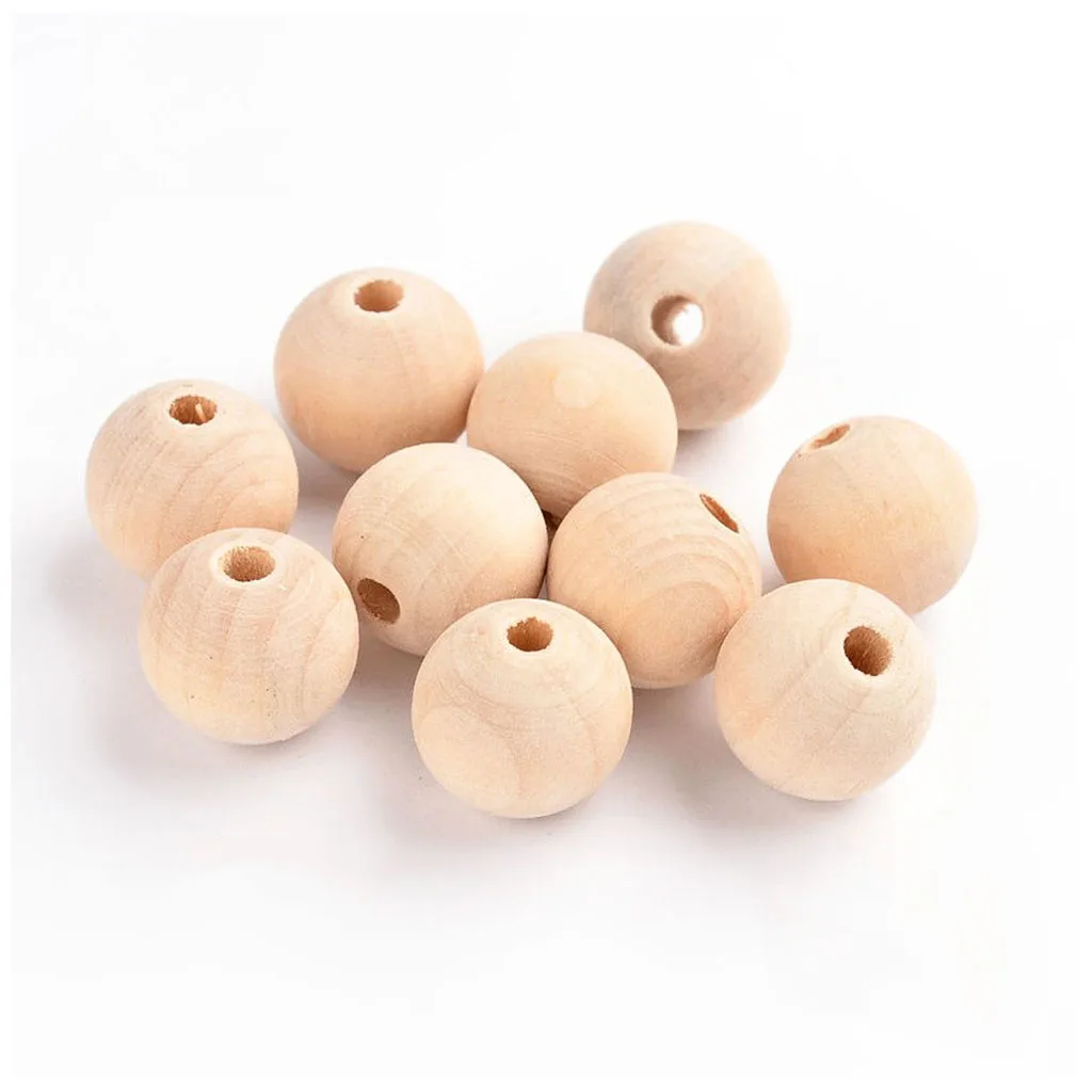 50 Wooden Unpainted Craft Wood Spacer Loose Bead DIY Jewelry Making Findings