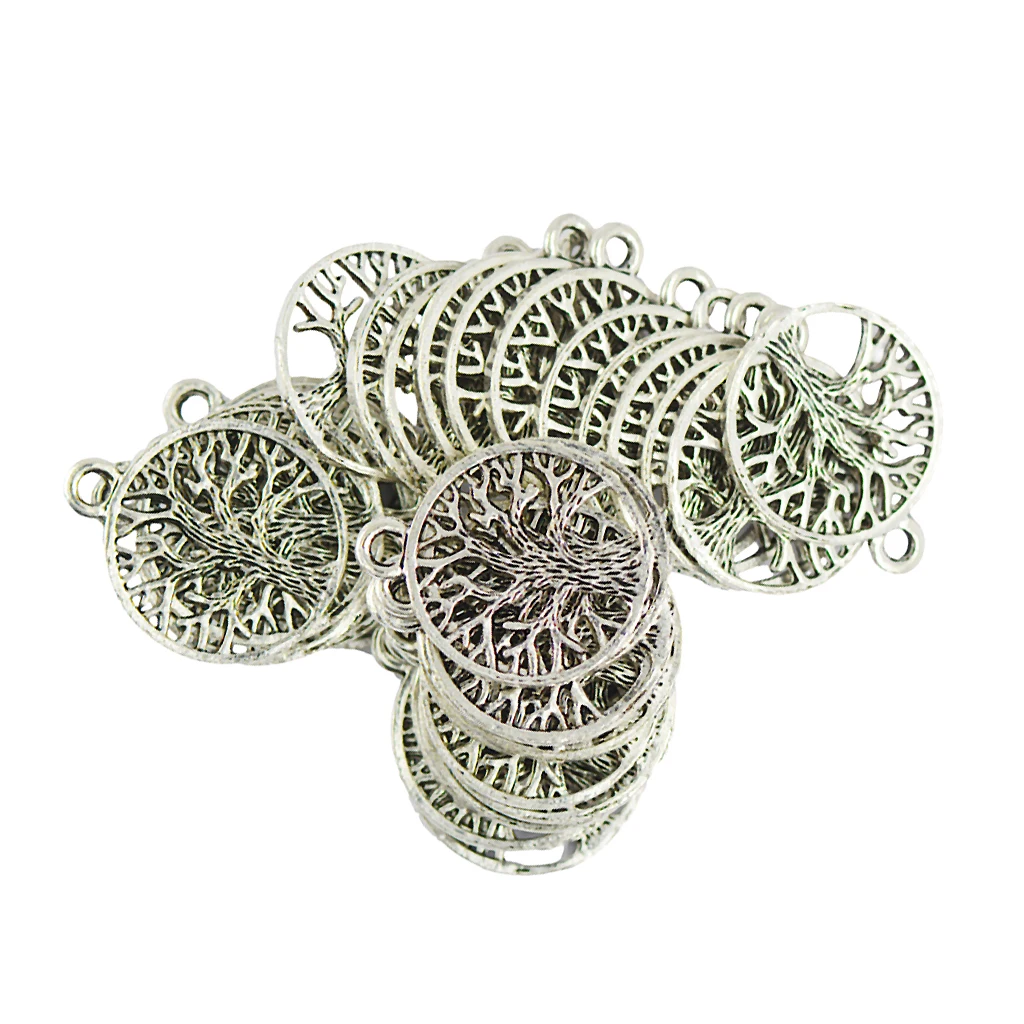 30 Tibetan Silver Tree of Life Charms Pendants Necklace DIY Jewelry Findings