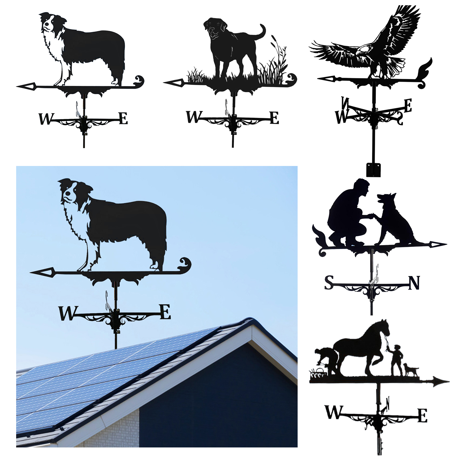 Weathervane Weather Vane Wind Direction Indicator Yard Garden Scene Stake Ornament Home Windmill Indicator Decorations