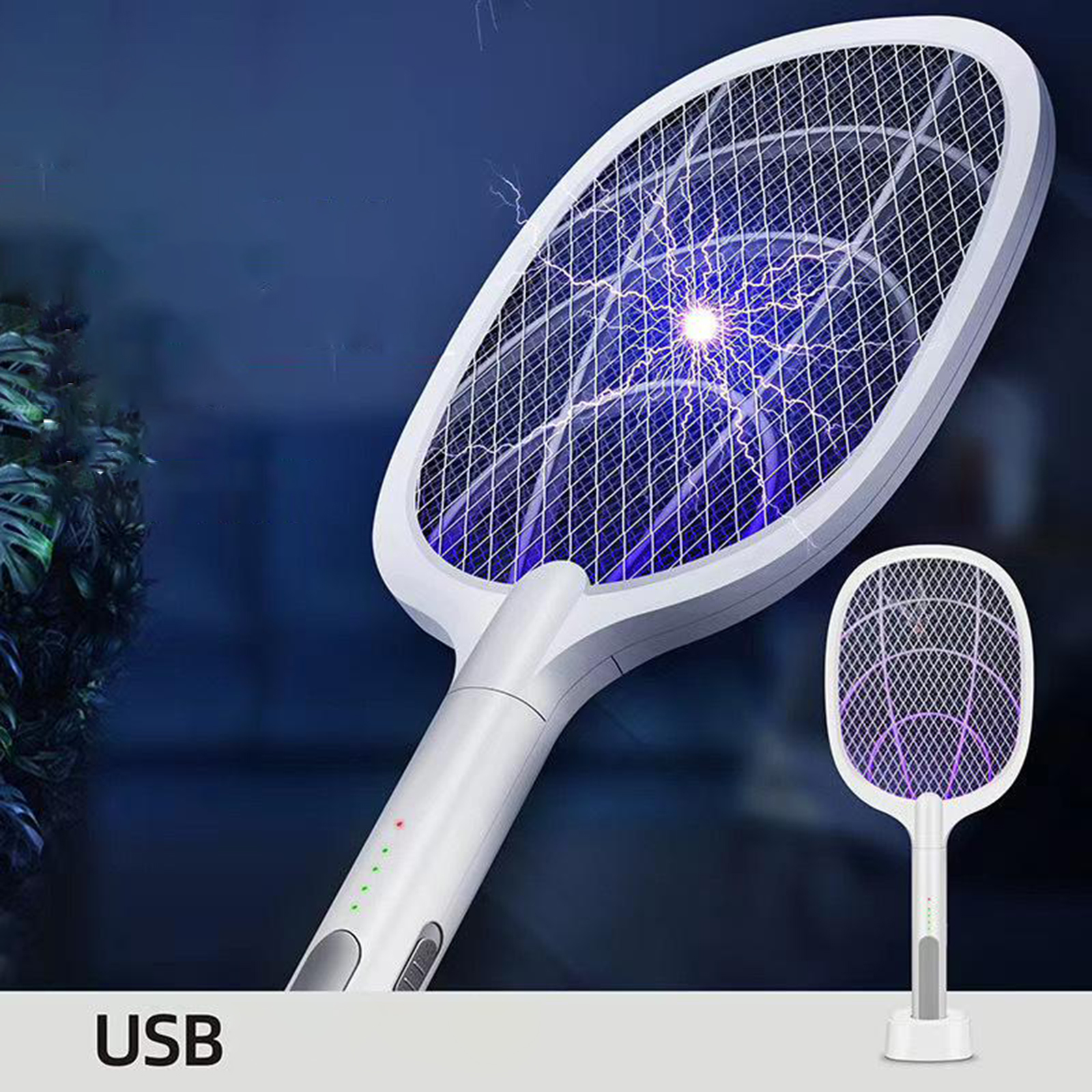 Electric Mosquito Killer LED Lamp USB 1200mAh Rechargeable Bug Zapper Summer Fly Swatter Trap Home Bug Insect Racket