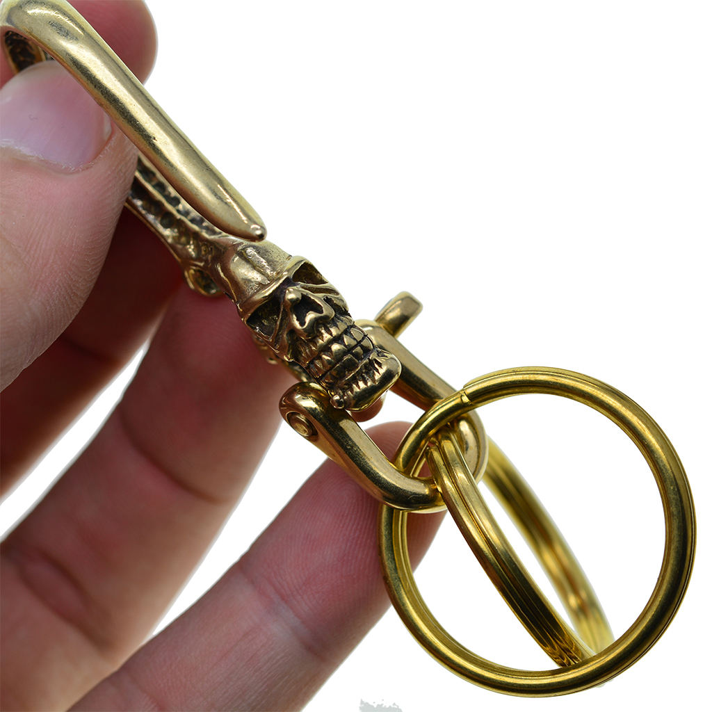 Soild Brass Skull Keychains Gothic Key  And 2  Pendant Keyring for Car Rings Bag Decor